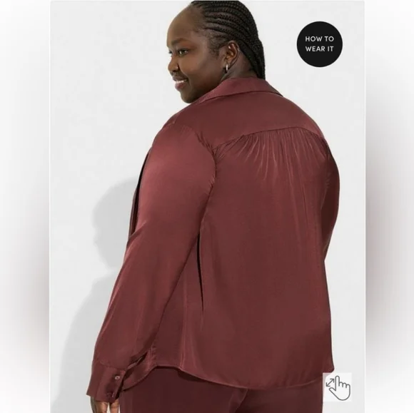 NWT Torrid Madison Satin Button-Up Long Sleeve Shirt Size 1X 14-16 - Picture 4 of 9
